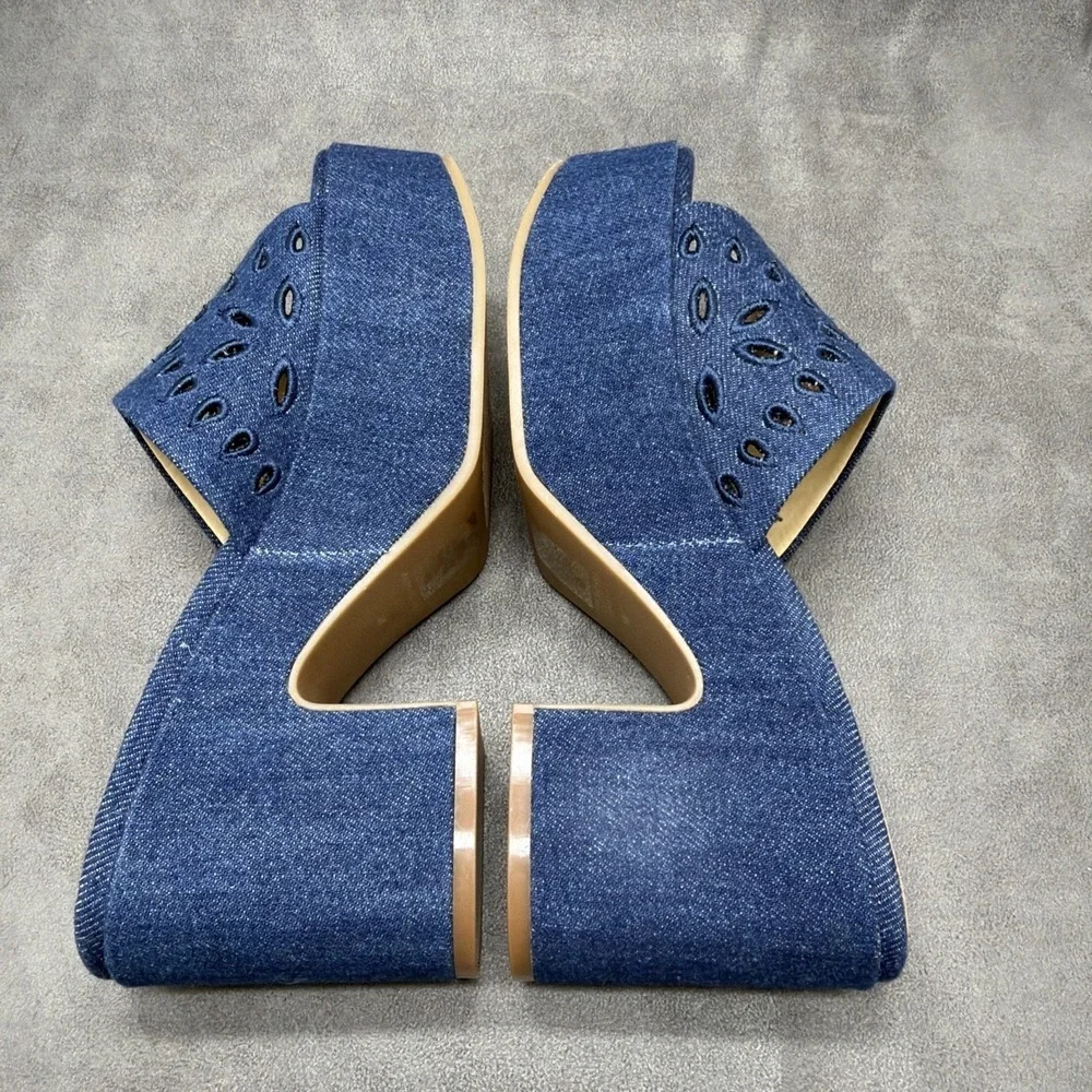 Marc Fisher LTD Platform Mules Foreva Dark Blue Size 6